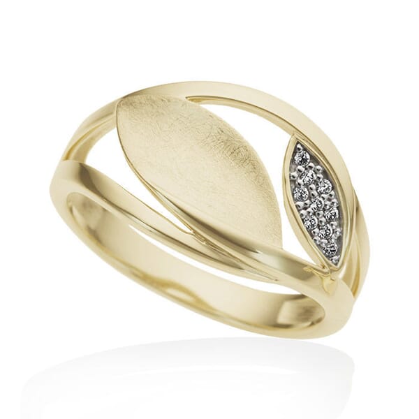 Diamantring i 14kt gult gull med 0,045 ct W-Si - 537892